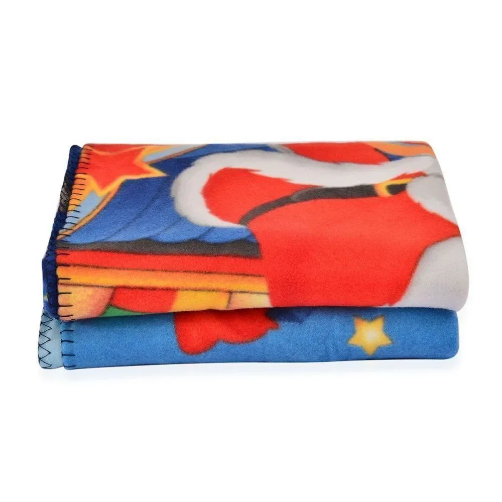 Santa Claus and Reindeer Microfiber Fleece Throw
